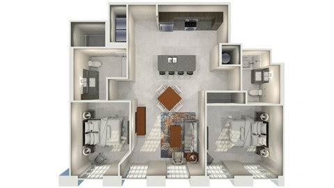 a floor plan of a house with a bedroom and a living room